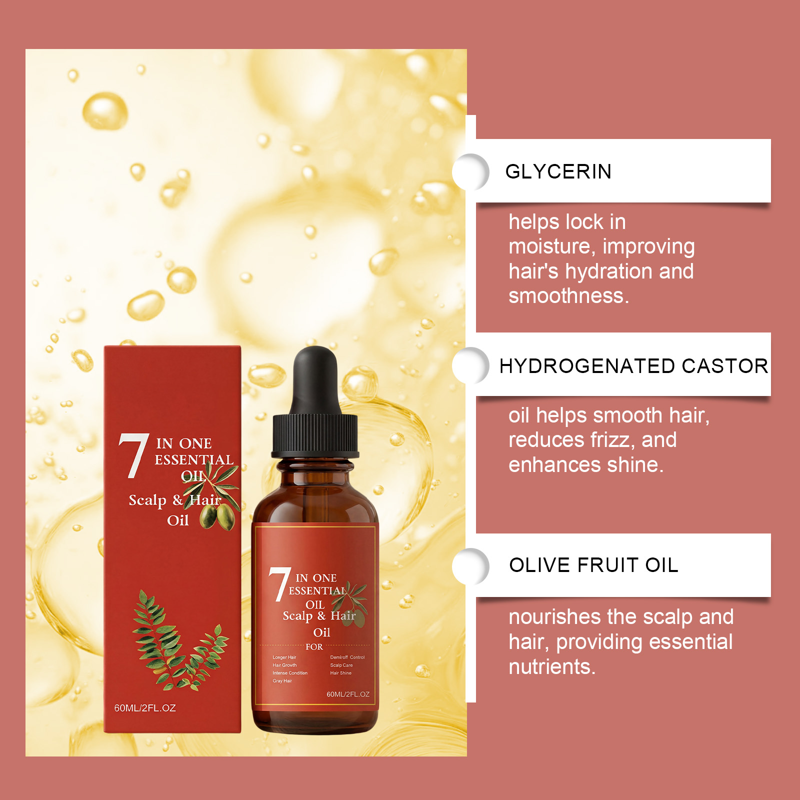 Óleo Essencial para Cabelo 7 e - Hair Care Olive Oil avaliação e preço